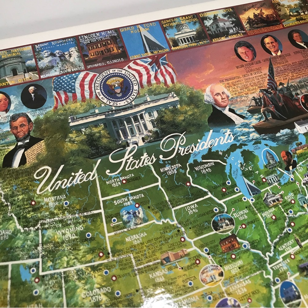 NEW White Mountain Puzzle 1000 PC US Presidents Historical Facts Jigsaw 1999 USA - Picture 2 of 10